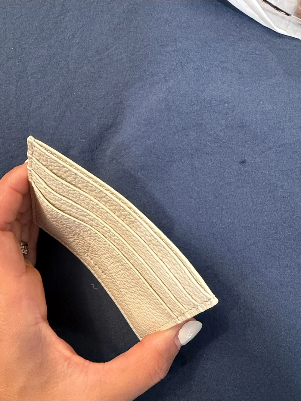 The Row inspired Cream Pebbled Leather Card Case